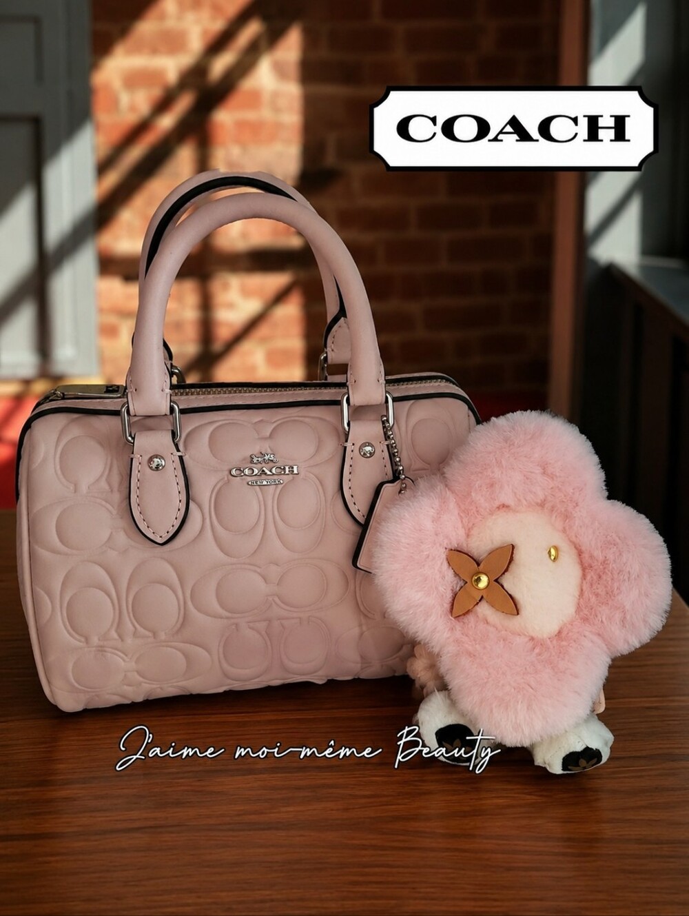 Coach Light Baby Blush Pink Quilted Signature C Small Mini Rowan Silver Hardware